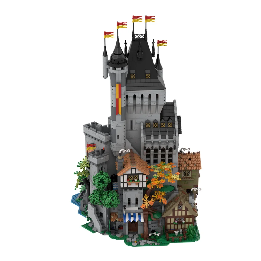 

Gobricks MOC Medieval The Lion Knights' High Tower Bricks Model Medieval Castle Architecture Building Blocks Assembly Toys Gifts