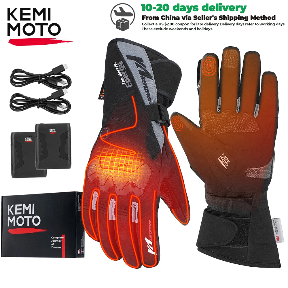 

Electric Heating Gloves Motorcycle Winter Touch Screen Rechargeable Heated Gloves Thermal Motocross Mountain Waterproof Skiing