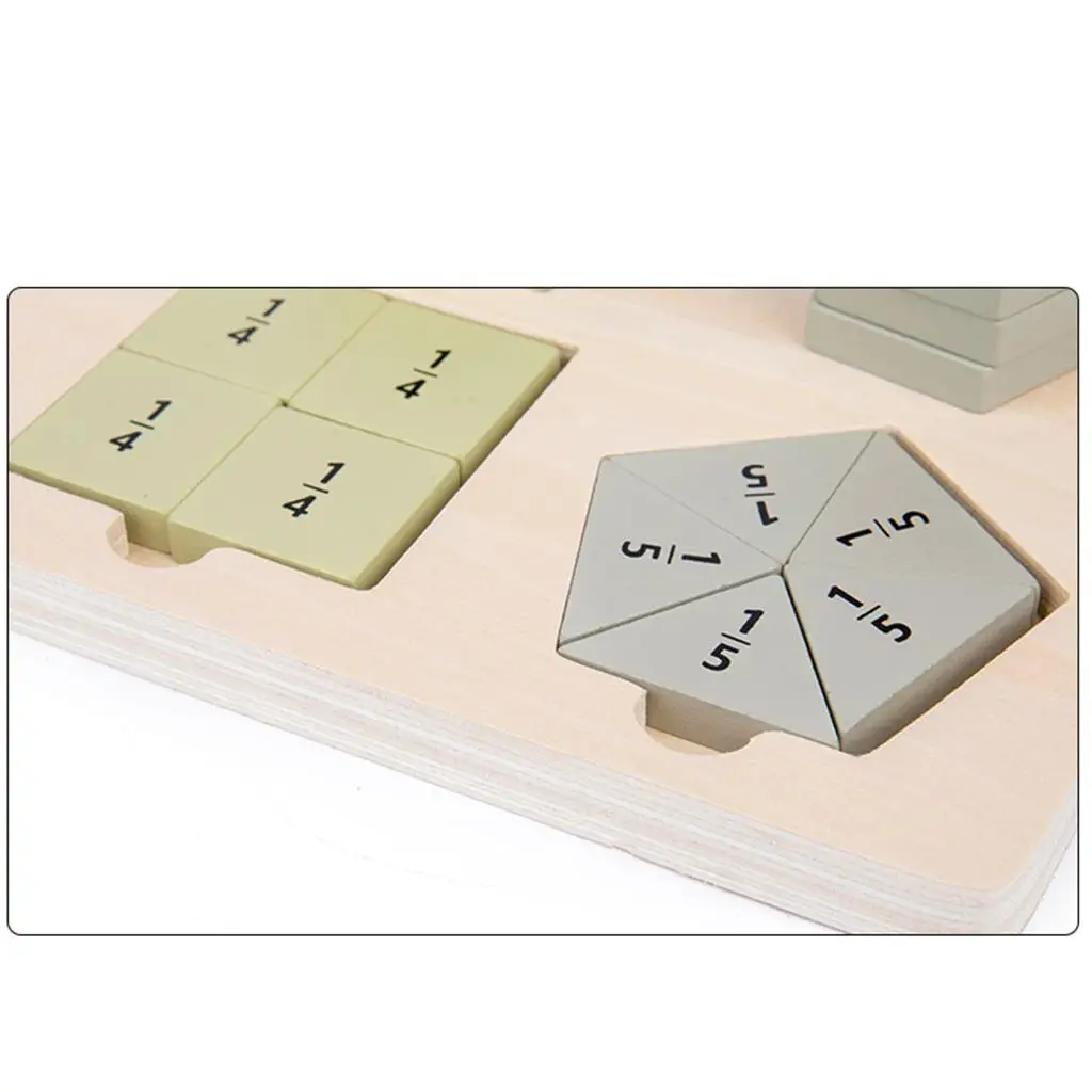 

Shape Sorter Board Math Fraction Puzzles Toy for Kids Geometric Block