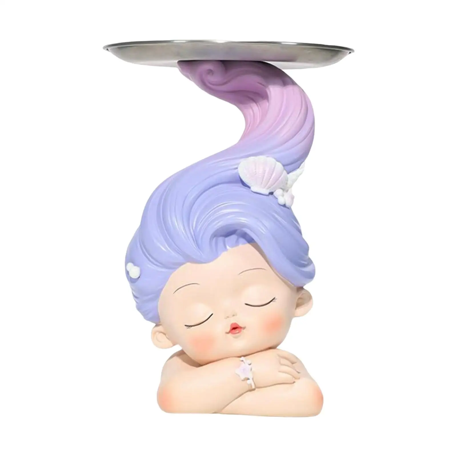 girl Figurine Statue with Tray Child of The Sea Desktop Crafts Creative