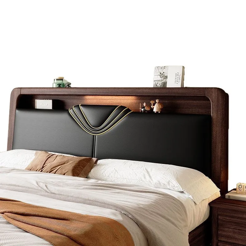 

New Chinese style, all black walnut, solid wood, double, medieval