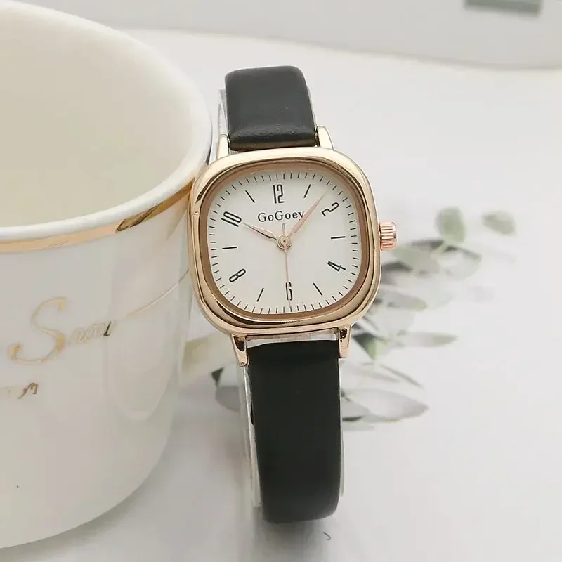 Relojes de pulsera informales para mujer, reloj de pulsera Retro cuadrado de cuarzo Digital con Mini esfera, correa de cuero, reloj de pulsera resistente al agua para mujer