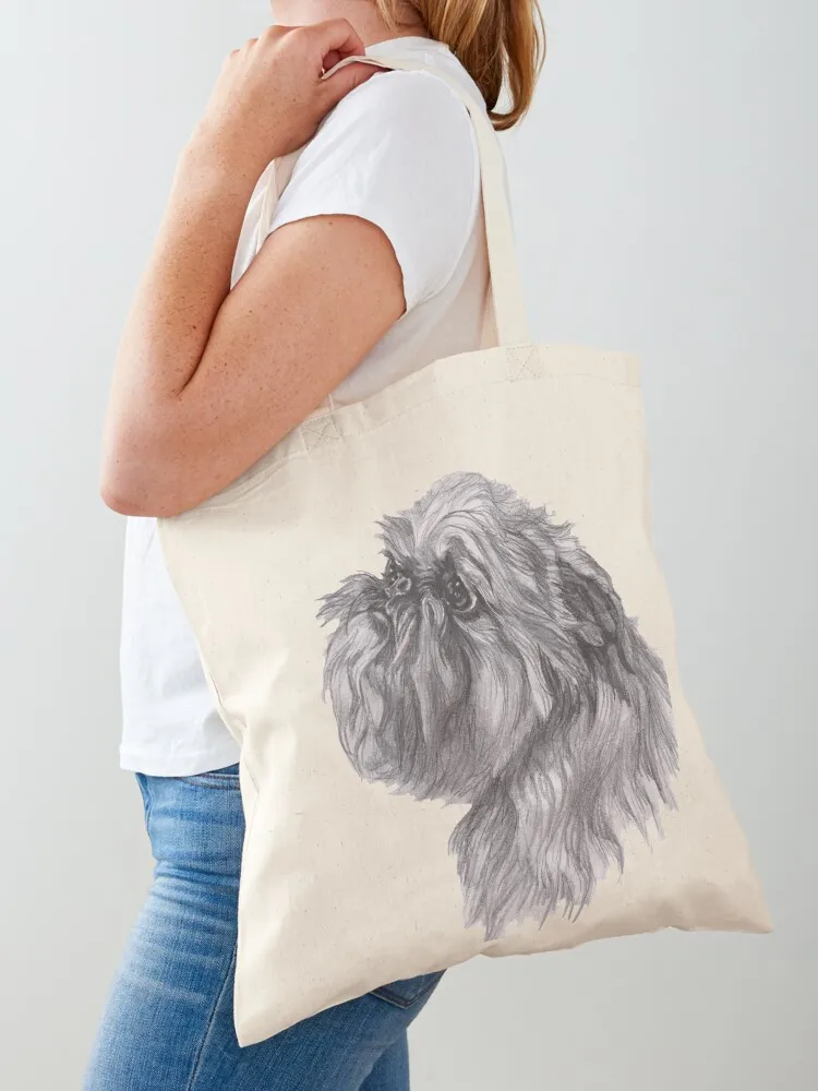 

Brussels Griffon Dog Portrait Drawing Tote Bag Shopper university shopper bag woman shopping bag custom fabric