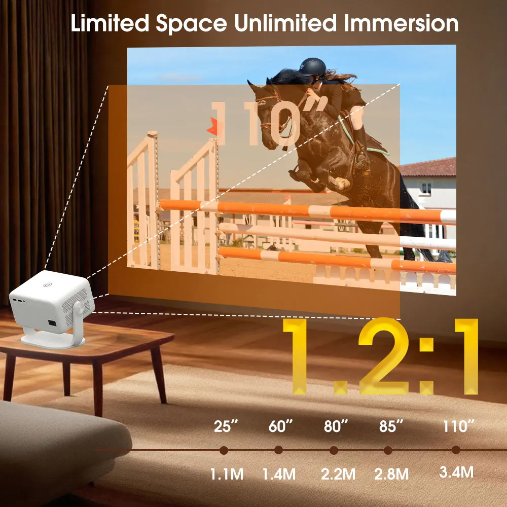 KIXIN 800ANSI Projector 4K 1080P Android 14 Netflix Offically Projectors Auto Keystone Focus Air Mouse Wifi BT5.4 Portable Home