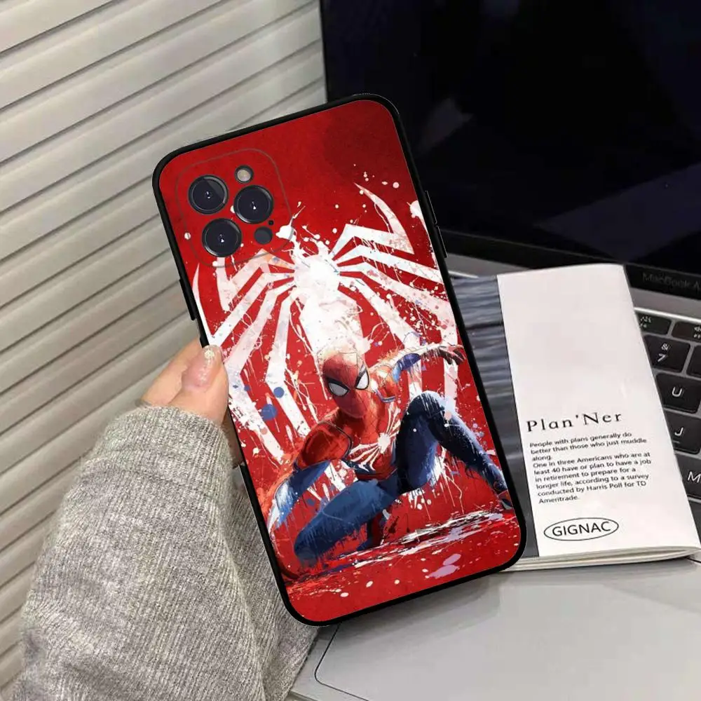 Cartoon M-Marvel S-Spidermans Phone Case Silicone Soft for iphone 15 14 13 12 11 Pro Mini XS MAX 8 7 6 Plus X XS XR Cover