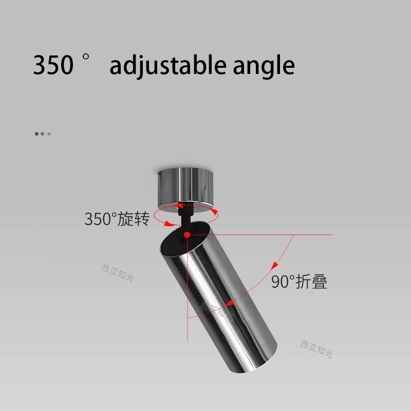 Led Spotlight Electroplated Silver Small Spot Light Surface Mounted Foldable Adjustable Angle Antique Bauhaus Style COB Lamp