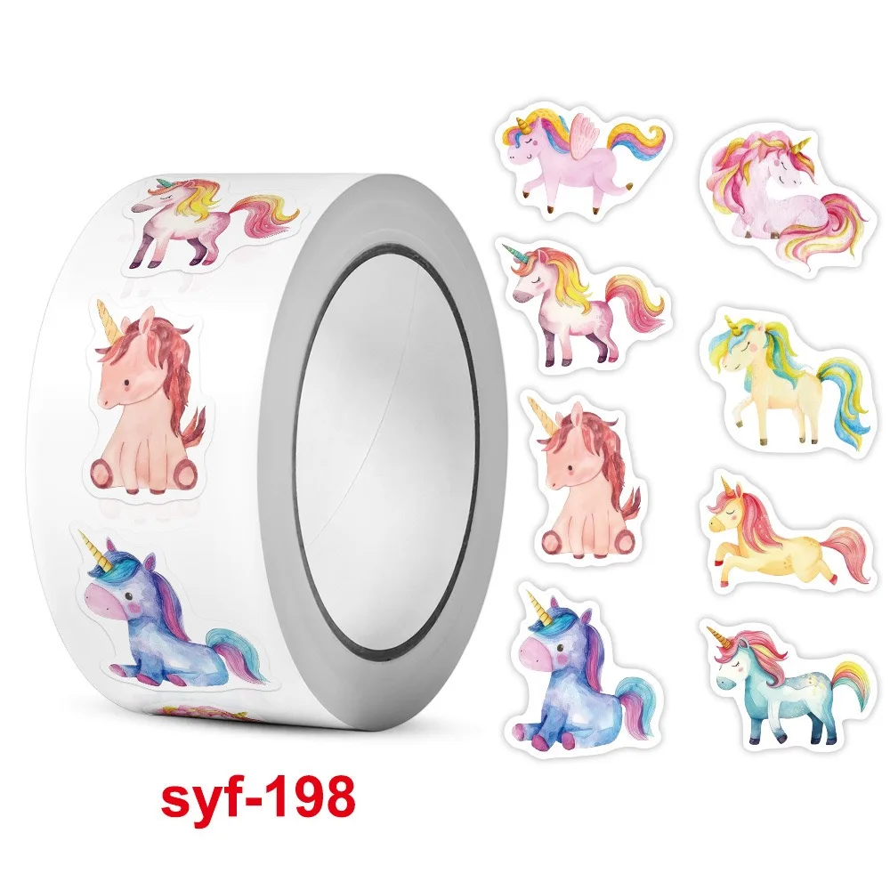 

100-500pcs Cute Cartoon Unicorn stickers for kids Teacher Reward Encouragement Scrapbook Decal Gift Packing Decor for Girls
