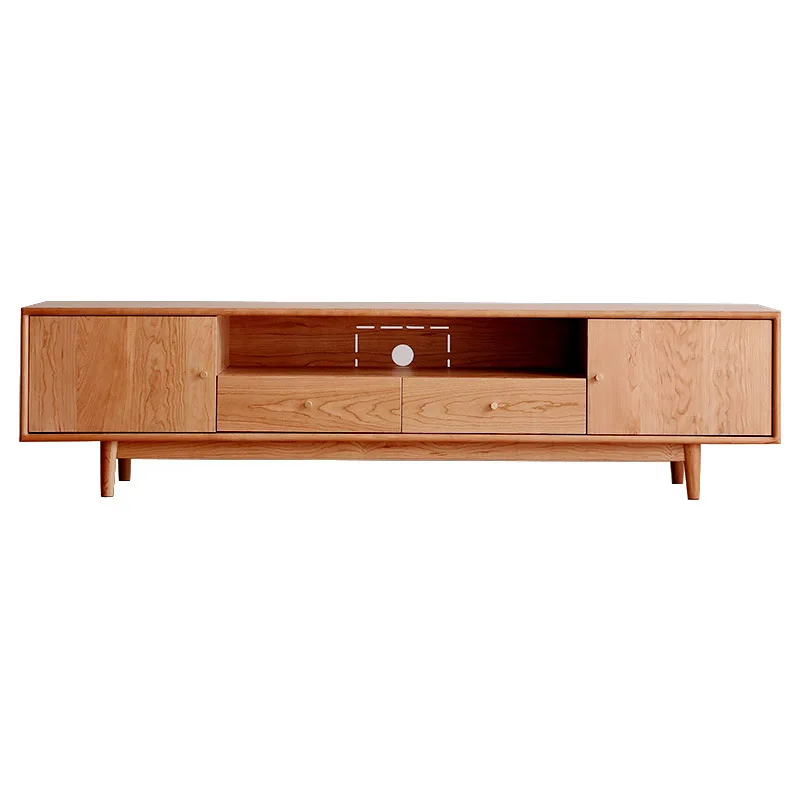 

Nordic Solid Wood TV Cabinet Modern Simple Small Apartment Living Room Audiovisual Cabinet Japanese Functional Locker