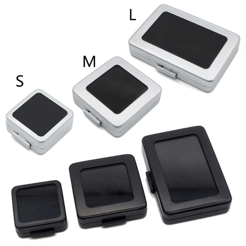 F42F Silver Black Case مع حبات وسادة الرغوة معرض مربع مربع مربع معرض