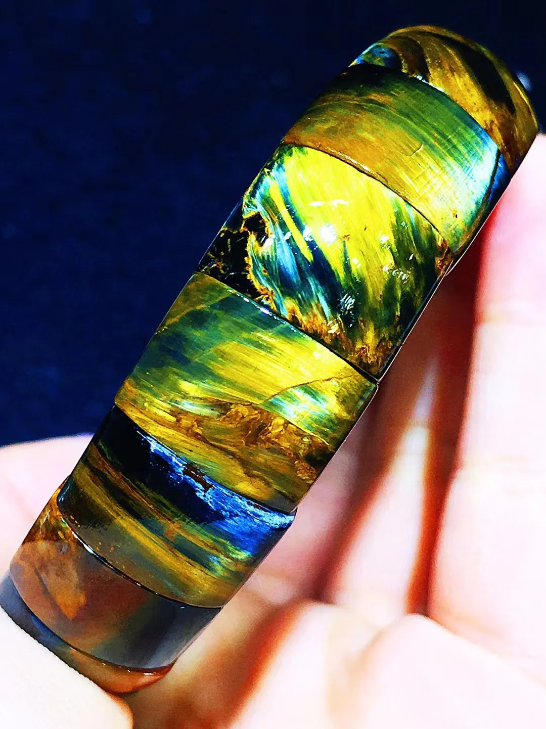 

Natural Yellow Pietersite Chatoyant Bracelet Jewelry Bangle 12.5x15.8x7.2mm Healing Cat Eye Namibia Women Men AAAAAA