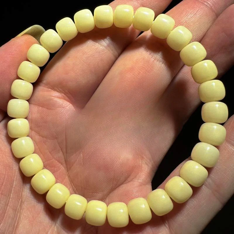 Original ecological high-throwing white jade Bodhi root mini bracelet, Buddha beads around thefinger soft single circle bracelet