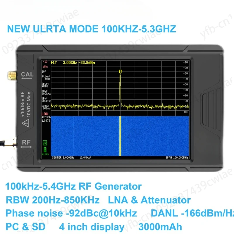 New Handheld Tiny Spectrum Analyzer  100k-5.3GHz RF Signal Generator with 4inch Display  with battery