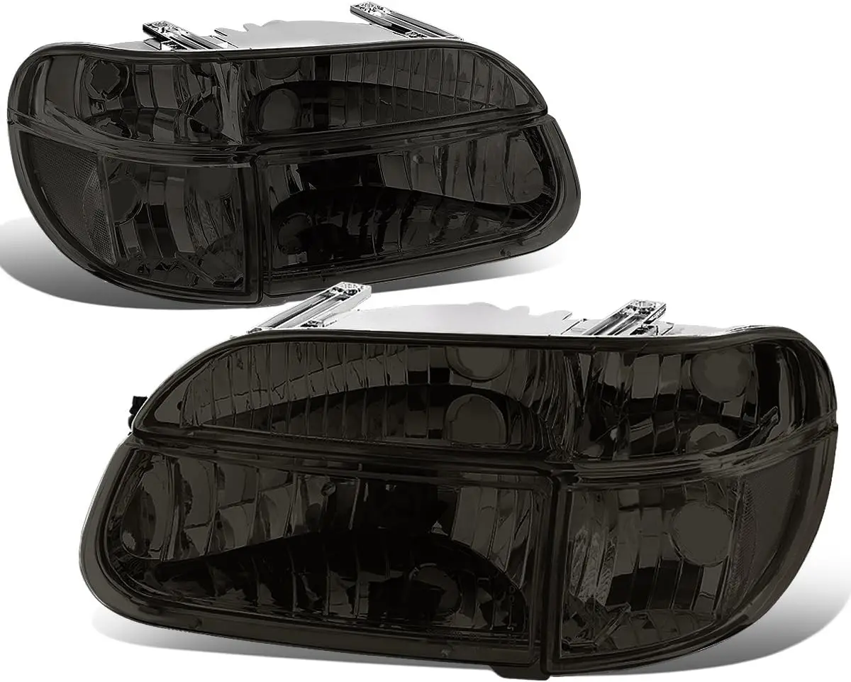 

Headlights Assembly Compatible with 1995-2001 Ford Mercury Explorer Mountaineer, 4Pcs Driver and Passenger Side Halogen Headlamp