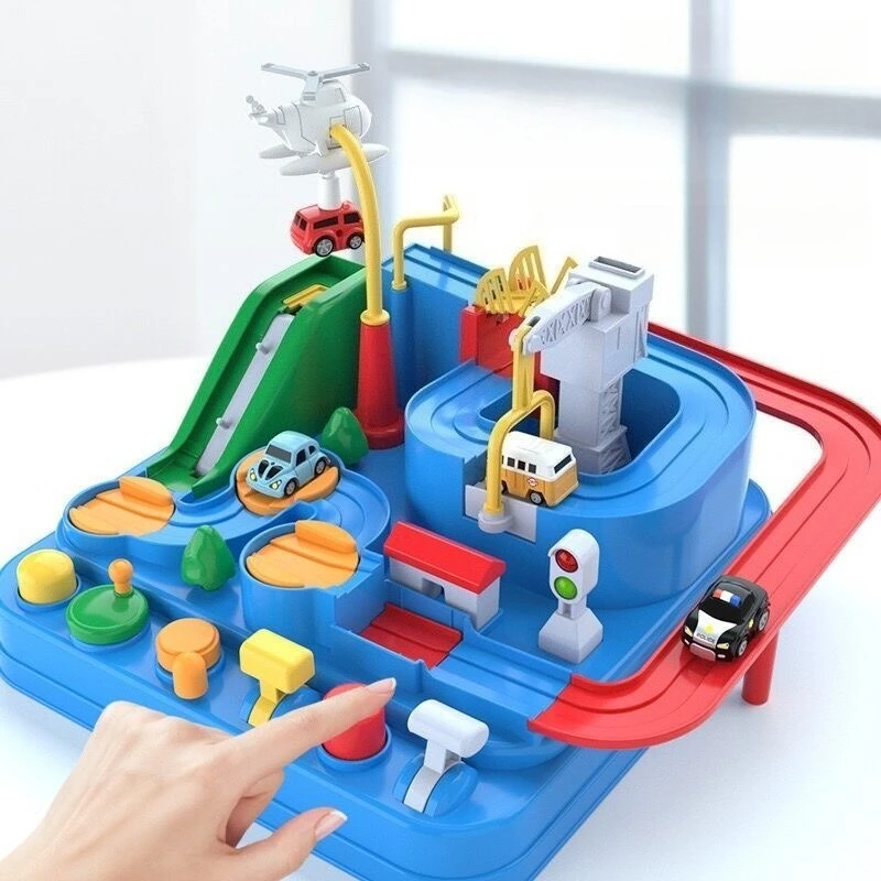 Set di parcheggio giocattolo per pista di avventure per auto, giocattolo puzzle per bambini scorrevoli inerziale