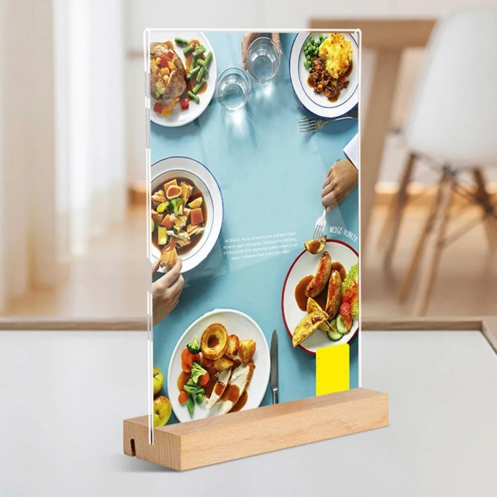 Slant/straight Groove Menu Paper Display Stand 2 Uses Highly Transparent Menu Sign Holder Reusable A4
