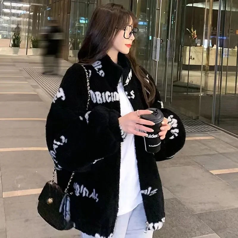 Shearing Jacket Women's 2023 New Style Waichuan Winter Loose Outerwear Female Hooded Fur-Fur Integration Lamb Wool Coat Girl Top