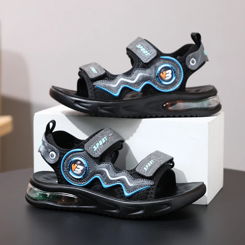 

Новые летние детские спортивные сандалии, уличная дышащая пляжная обувь для мальчиков, удобные детские повседневные сандалии с мягкой подошвой