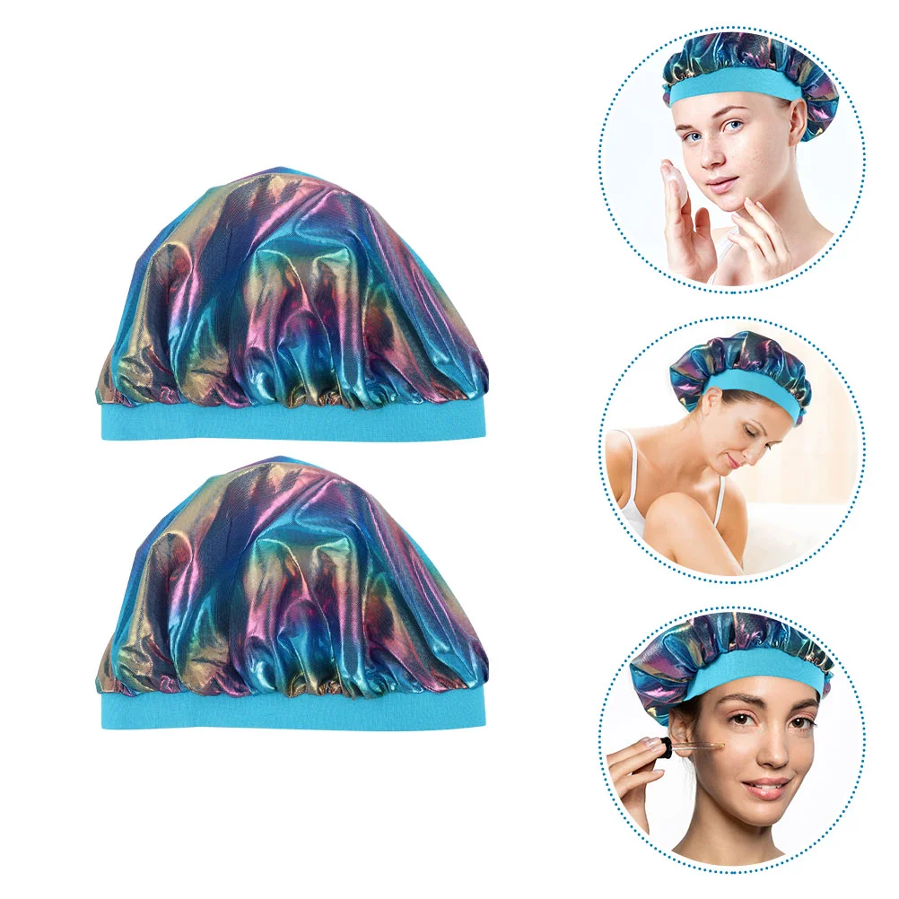 2 Pcs Baby Shower Cap Night Children Elastic Caps Kids Jumbo for Braids Bonnet Sleep Prints Bathing Hat