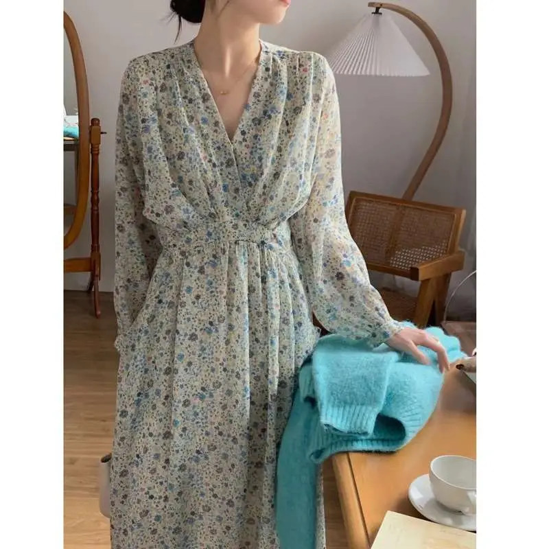 

Ele Early Spring Dr Vne Laceup Sweet Floral High Waist Aline Skirt Long Sve Cleanfit Ladies Faion Ciwalk