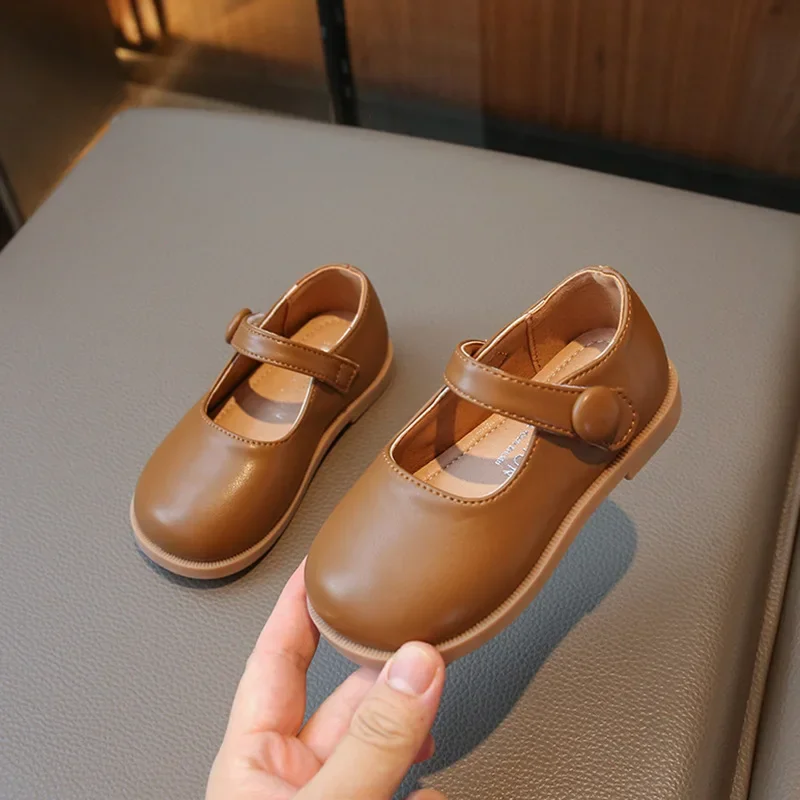 

Black School Girl Leather Shoes New Solid Color Autumn Versatile Kids Mary Jane Shoes Fashion Non-slip Children Princess Shoes