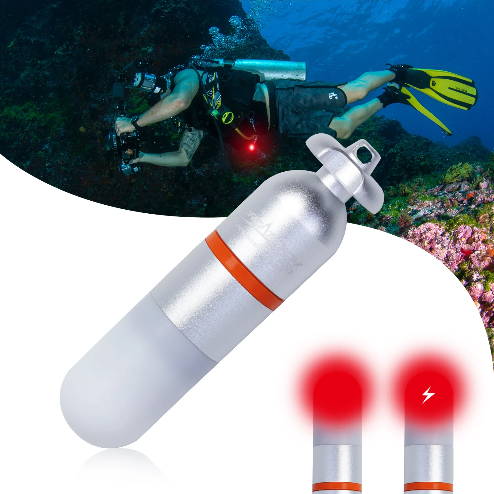 ORCATORCH SD01 PRO Krachtige Duikbaken Onderwaterlantaarn Duiken Strobe Beacon 5 Kleuren Mini Glow Tank Flash Signaallicht