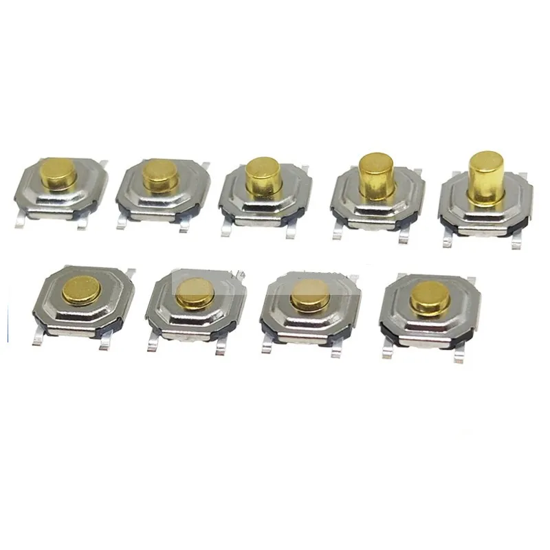 100PCS Micro Switch 5.2*5.2*1.5mm SMT SMD Momentary Metal Tactical Push Button 4 Pin Key 5.2*5.2 Height 1.5/1.6/1.7/1.8/1.9/2MM