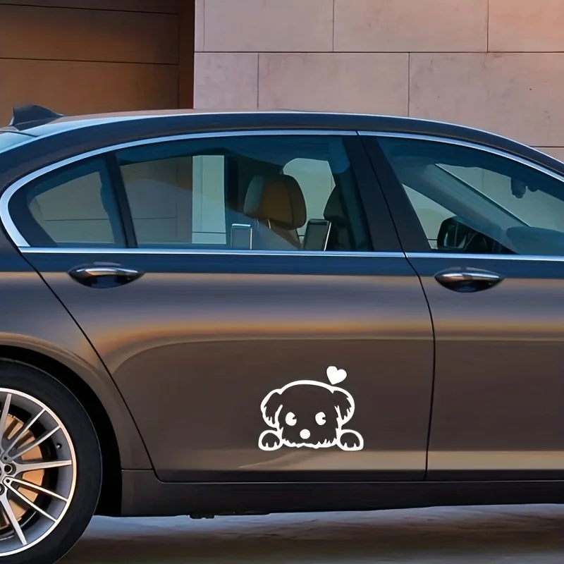 1PC 독특한 강아지 피카부 데칼 - 차량용 독특한 개 디자인 - 달콤한 분위기 방수 내구성 비닐 액세서리