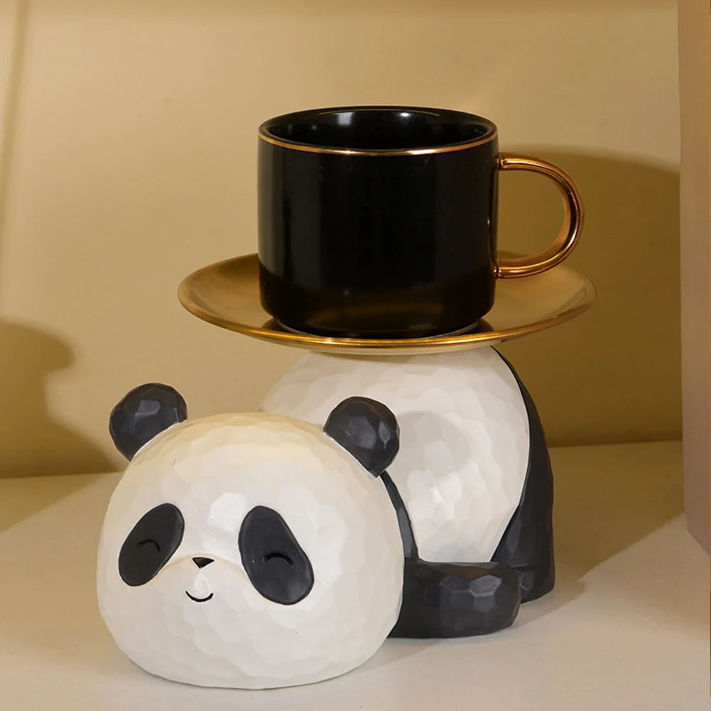 Panda Key Storage Tray Creative Animal Sculpture Storage Tray Panda Model Holding Tray for Living Room Hallway Home Decoration