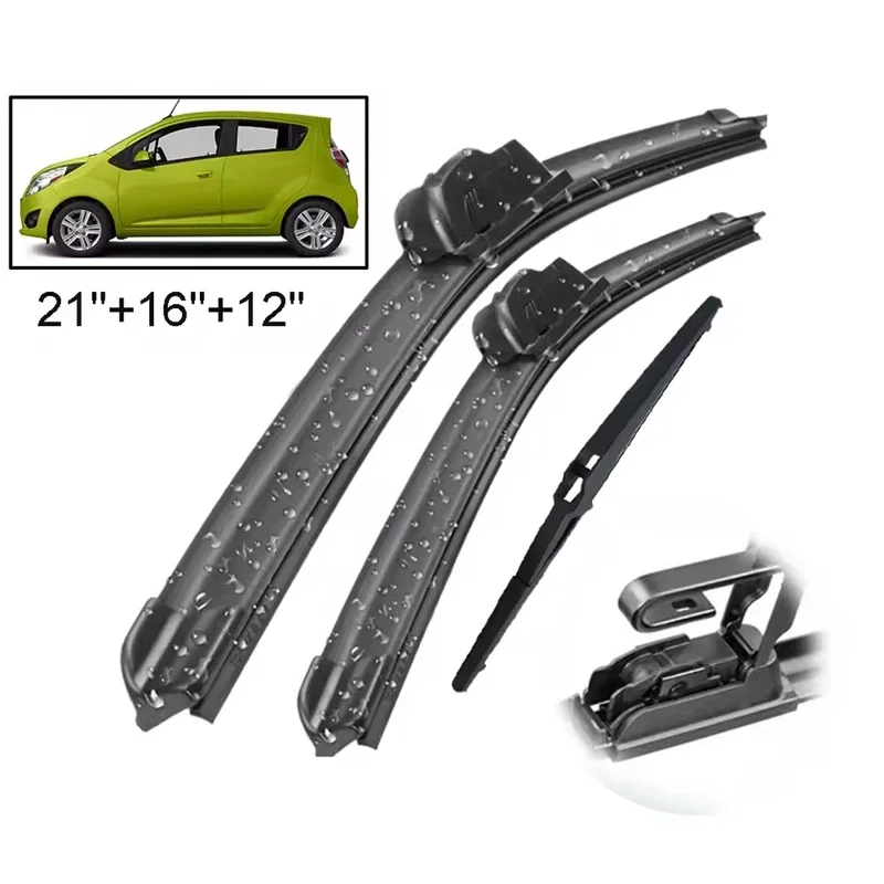 

Wiper Front & Rear Wiper Blades Set Kit For Chevrolet Spark M300 2009 - 2015 Windshield Windscreen Window 21"+16"+12"