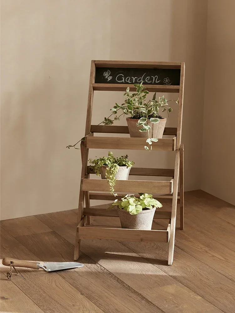 

Hot SalesHot Sales Multi Story Solid Wood Floor Standing Flower Racks, Balconies, Wooden Succulent Shelves, Folding
