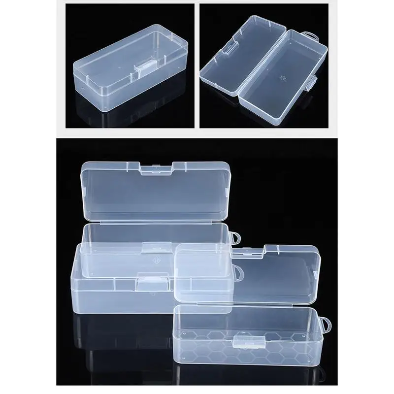 Mini Storage Containers Reusable Jewelry Organizer Clear Food Box Rectangular Cosmetics Holding Jar With Flap Lid Pizza keeper