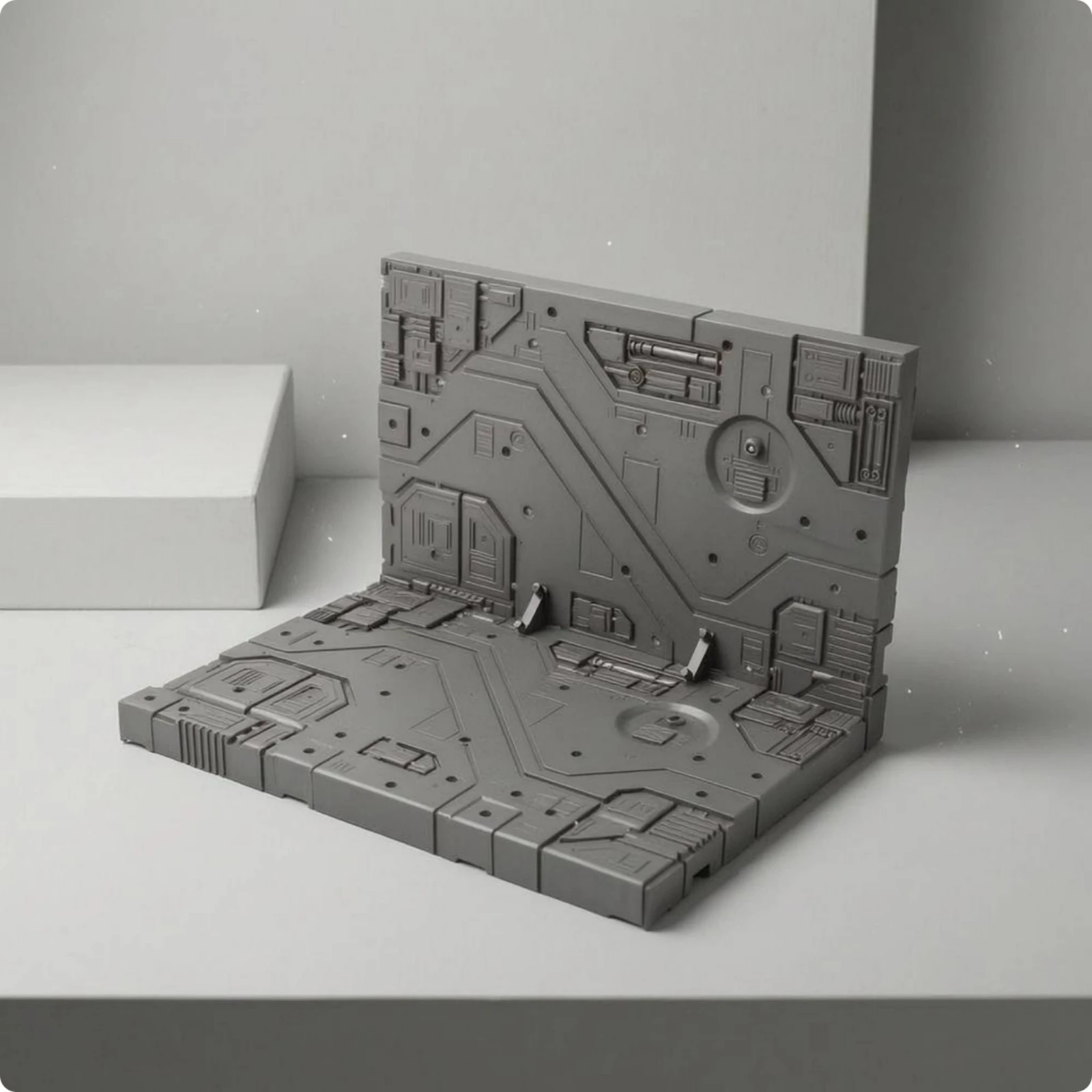Hangar Scene Board Futuristic-Fi Industrial Corner Scene Board Miniature Display Base Gray Plastic Scene Setting Backdrop view 5