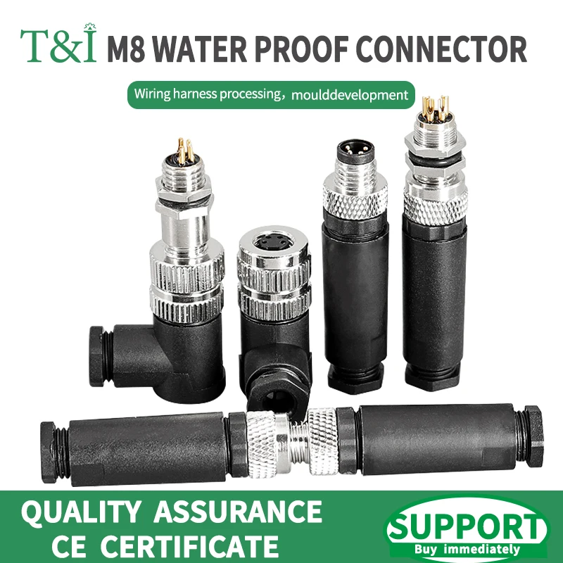 

M8 waterproof connector - 3P4P male female M8 waterproof aviation plug socket sensor cable connector