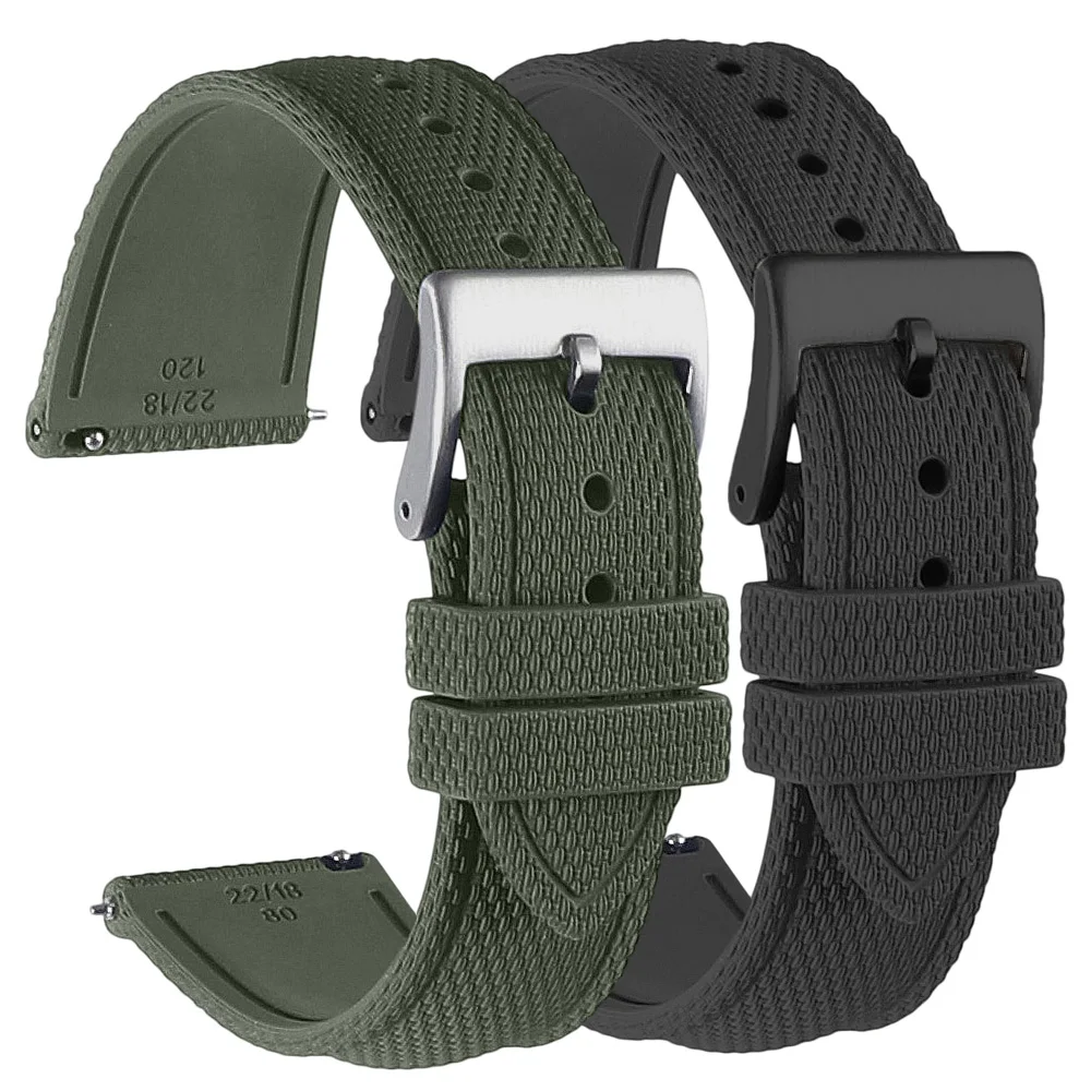 Sailcloth Fkm Watch Strap 19mm 20mm 21mm 22mm Fluororubber Watchband Quick Release Waterproof Sport Watch Band for Men