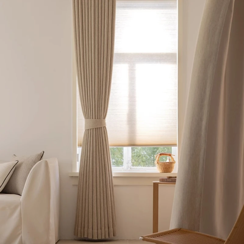 New Chinese Style Jacquard Chenille Thickened Blackout Retro Cotton and Linen Curtains for Living Dining Room Bedroom Custom