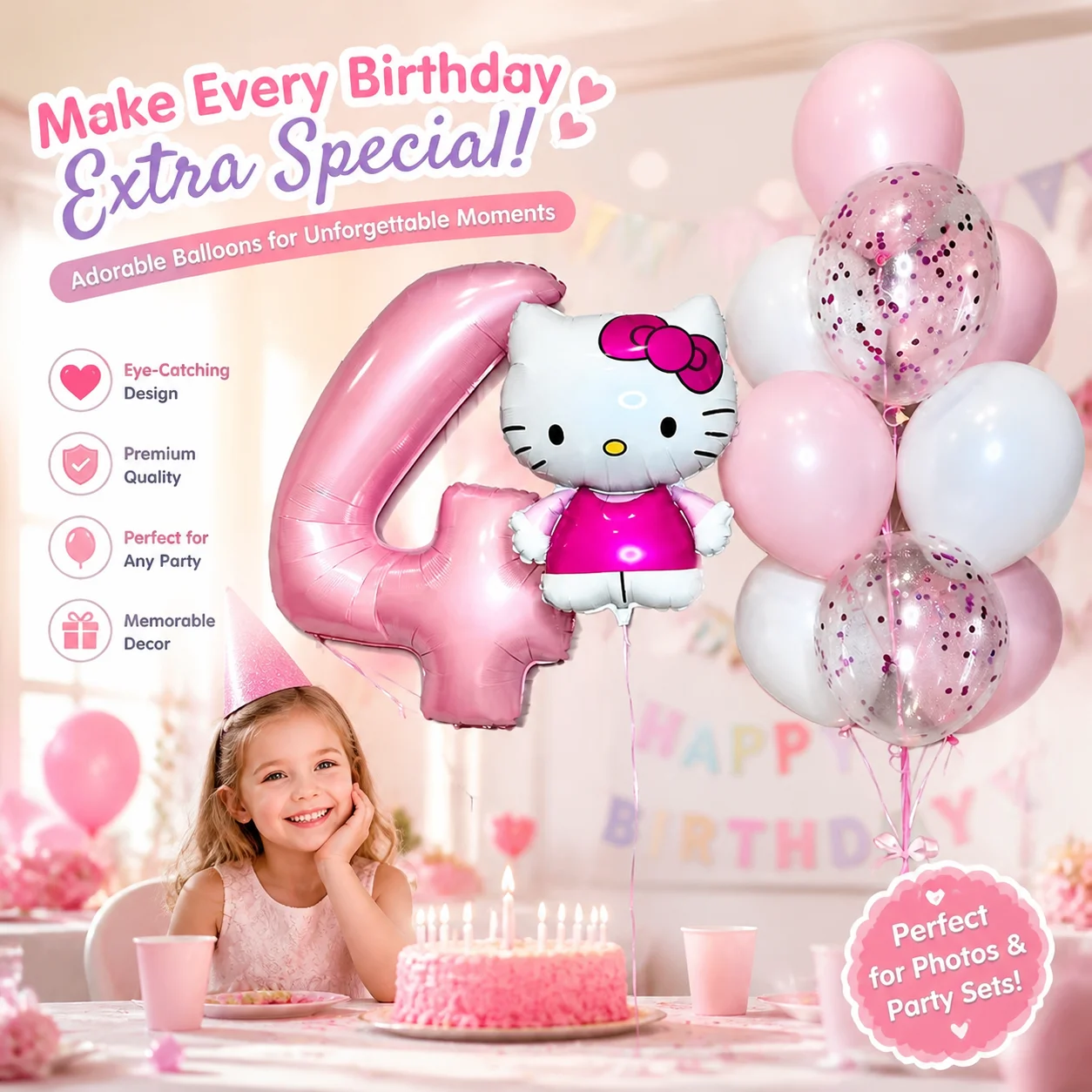 Cartoon Cartoon Hello Kitty Theme Foil Balloons Set Latex Balloon Number Balls Kids Birthday Gifts Baby Shower Party Toy Gifts - Aliexpress Deal