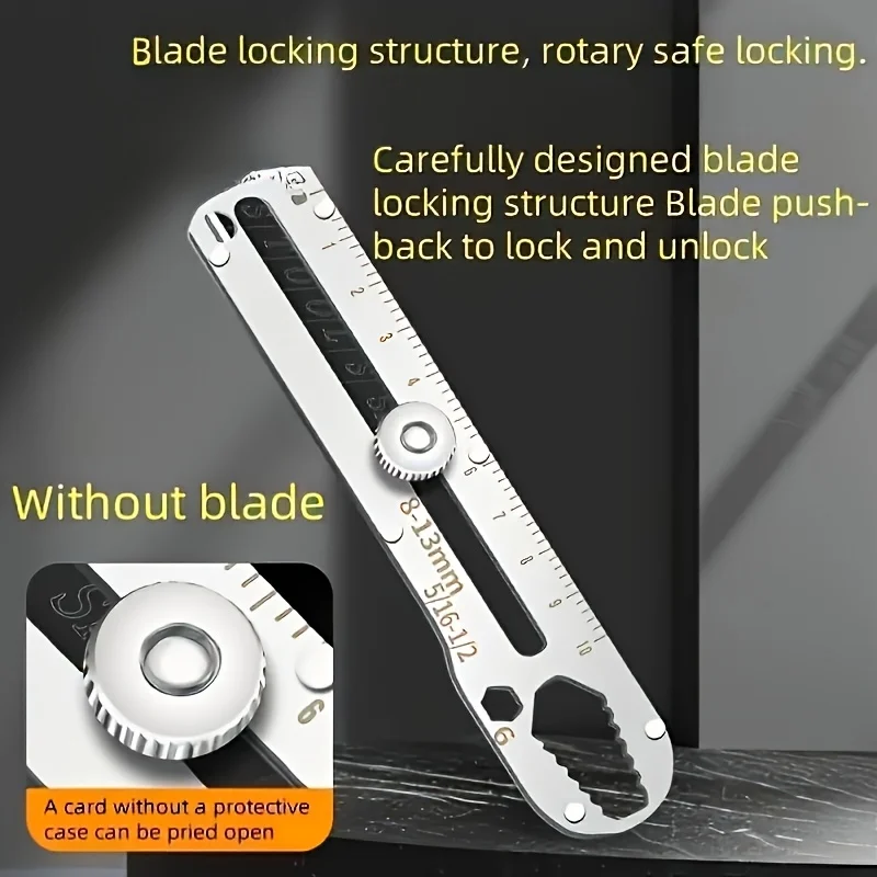 مقبض سكين متعدد الوظائف 12 في 1، فولاذ سميك عالي التحمل من الفولاذ المقاوم للصدأ، حامل أدوات قطع المكتب، مقبض سكين المساعدة، مقبض مضاد للانزلاق، تصميم خالٍ من السكاكين #5