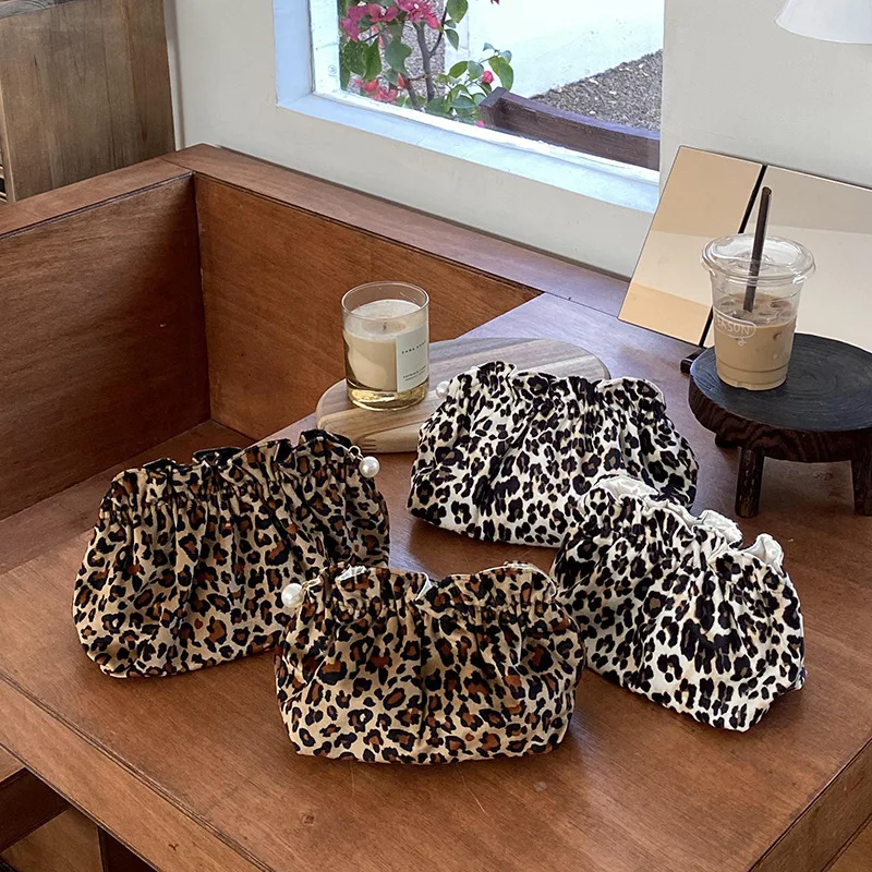 Fashion Multifunction Portable Cosmetic Organizers Bags Travel Washing Storage Bag Ins Leopard Large Capacity Makeup Cases