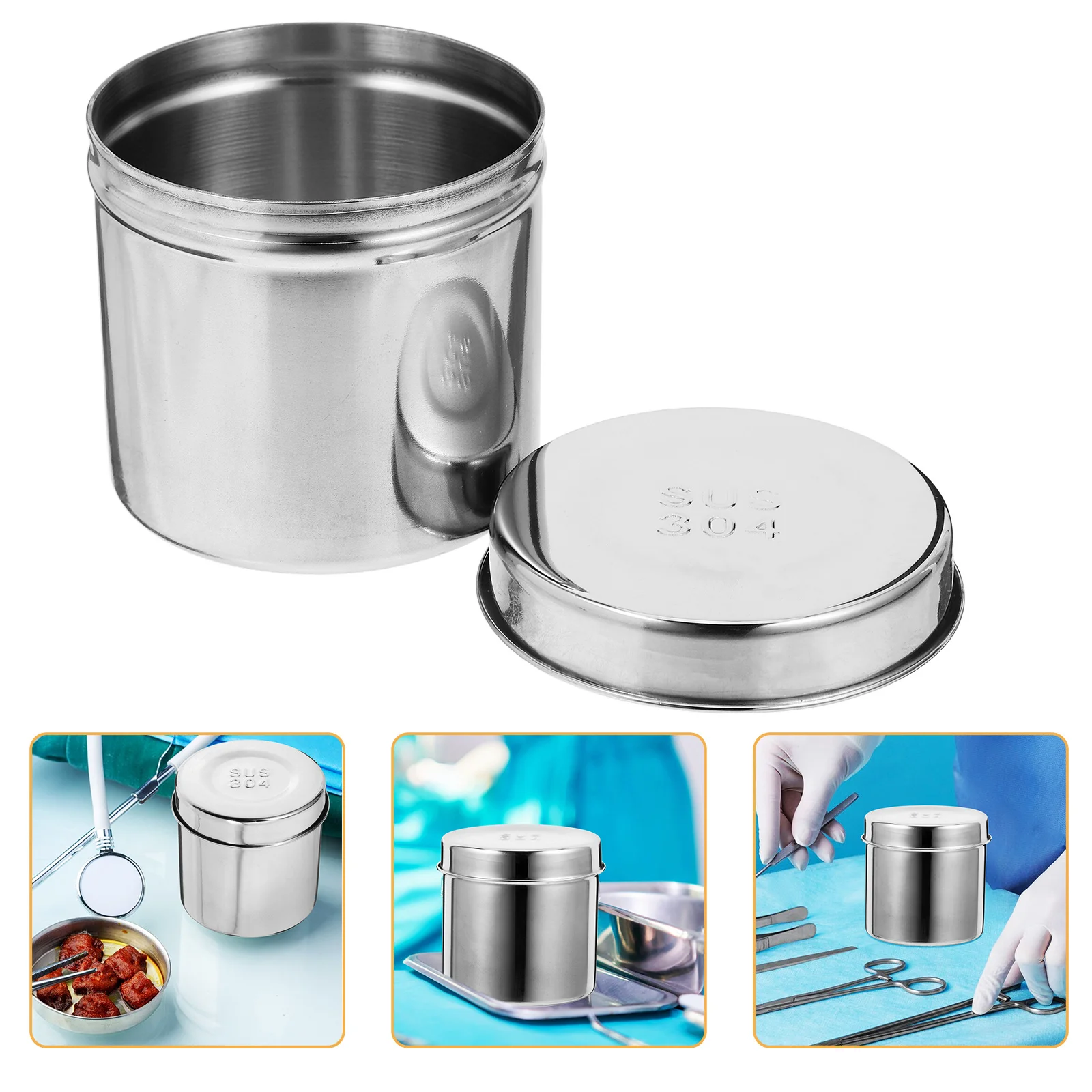 

1pc Stainless Steel Ointment Jar Waterproof For Cotton Balls Gauze Dressings Storage Medical Beauty Salon Lab Use