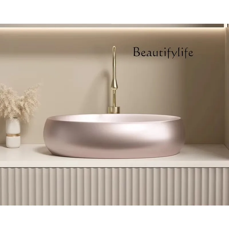 

X36 Creative Advanced Sensory Table Oval Balcony Wash Basin Bathroom Hotel Wash Basin Single
