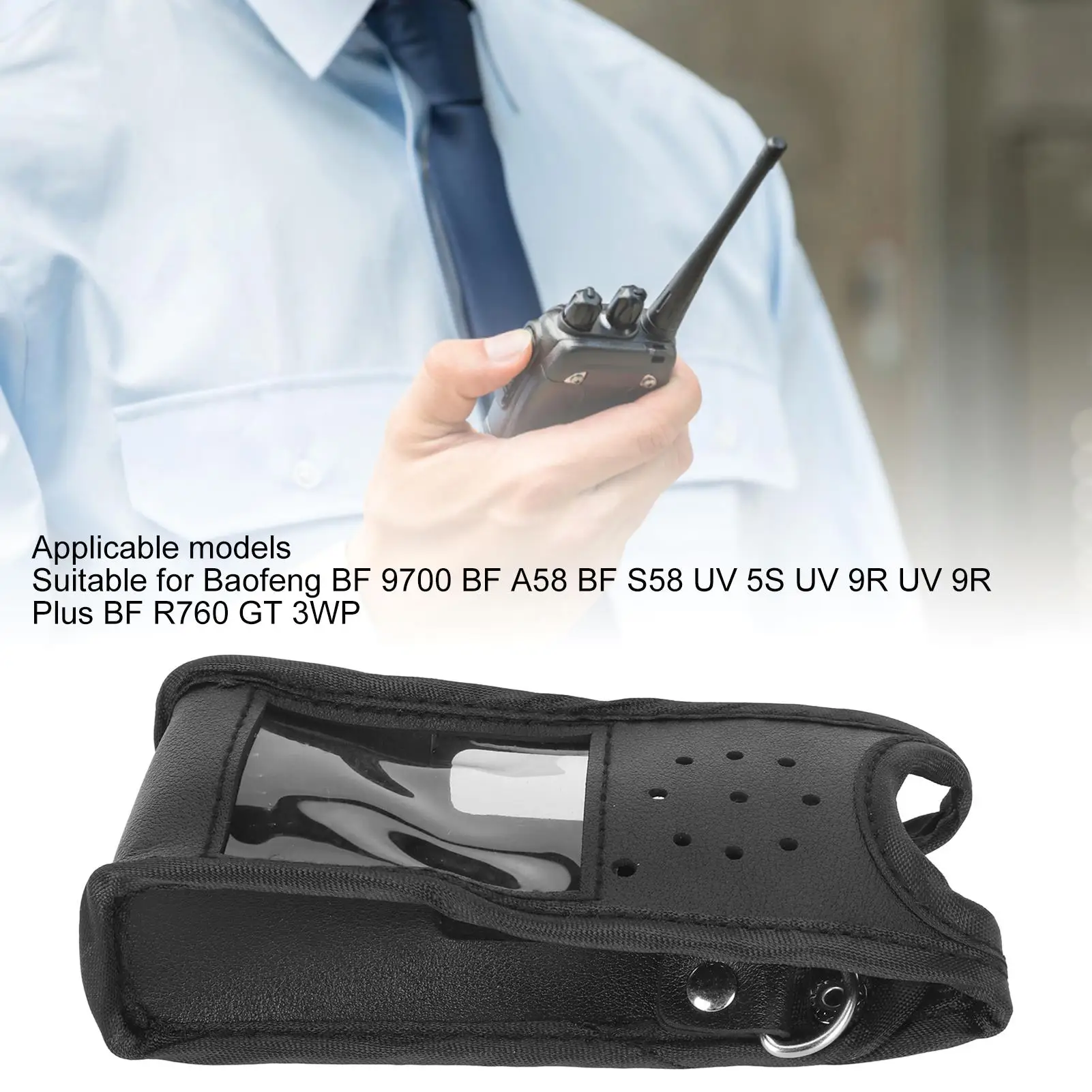 Suporte Walkie Talkie de couro artificial, Caixa de rádio universal, PVC transparente, GT 3WP UV 9R BF A58 S58