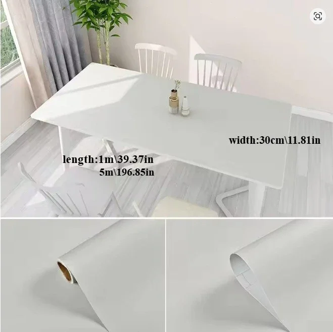 1pc 1\5m Home Decorative Films Solid Color Renovation PVC Waterproof Self-adhesive Wallpaper  Wall Sticker Wall in Roll