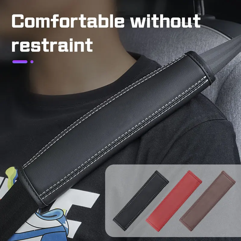 For Toyota GR Sport CHR Fortuner FJ Cruiser Camry  Car Accessories 2Pcs Car Seat Belt Nappa Leather Safety Belt Shoulder Covers