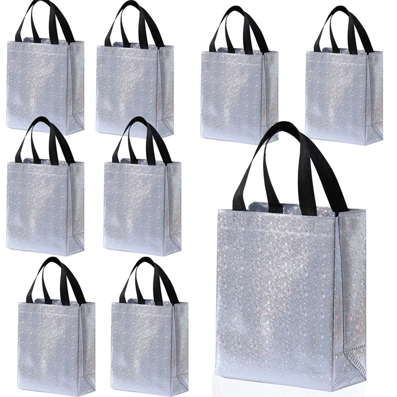 StoBag 50pcs Wholesale Laser Non-woven Tote Bags Gift Packaging Shopping Portable Fabric Reusable Pouch Custom Logo(Extra Fee)