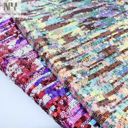 Sequin Bead Fabric Illusory Color Golden Light Multi-color Straight Striped for Clothing Designer Diy Sewing Material Cloth