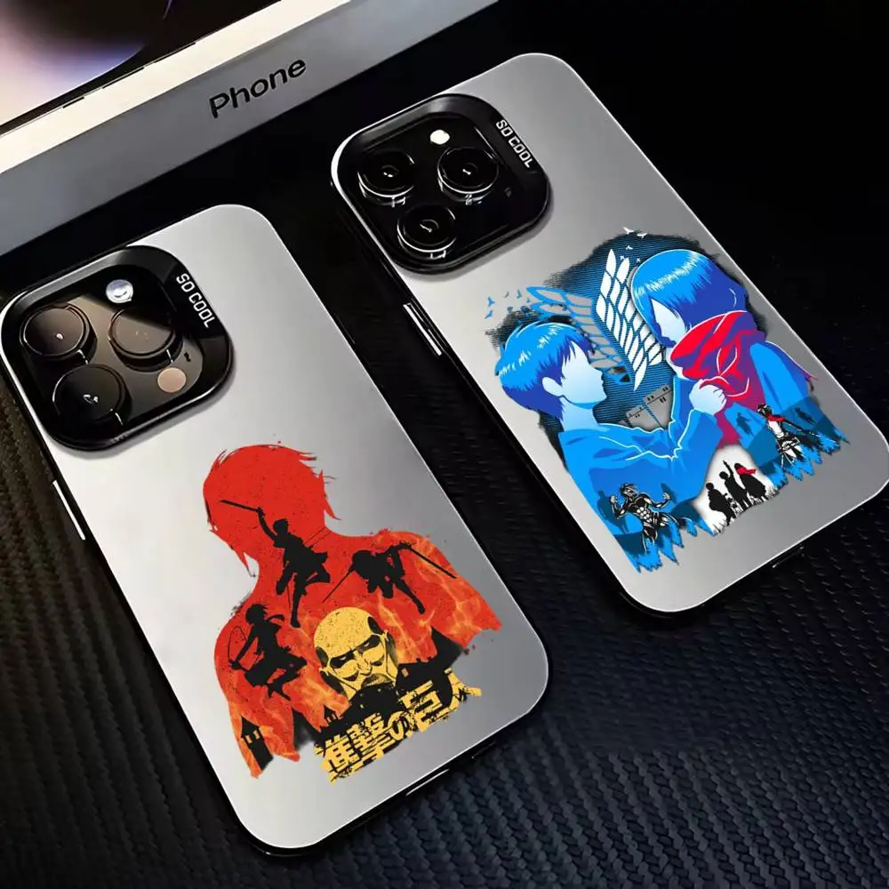 

Anime A-Attack O-On T-Titan Phone Case For iPhone17,16,15,14,13,12,11 Plus,Pro Max Black Matte Shockproof Cover