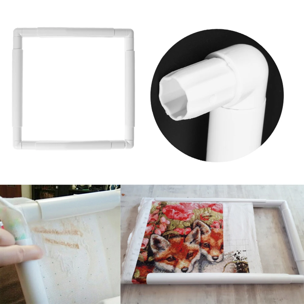 

Cross Stitch Hoops Frames Plastic Rectangular Cross Stitch Hoop White Embroidery Quilting Frames Quilting Needlepoint Tool