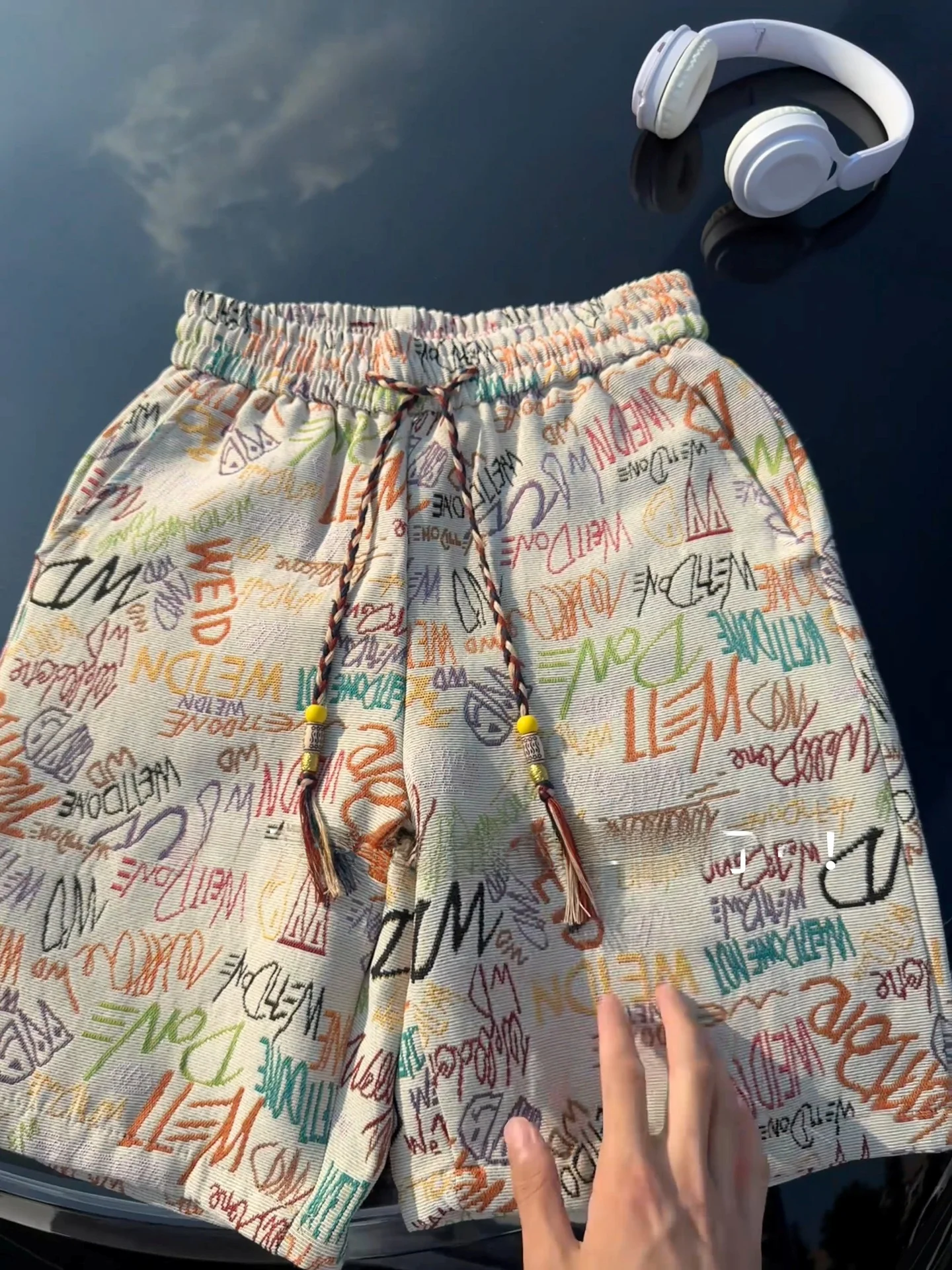 

Мужские летние брюки Hawaii Vaion Sle fiti, свободные прямые брюки средней длины в стиле High Street, спортивные, на пять четвертей длины.