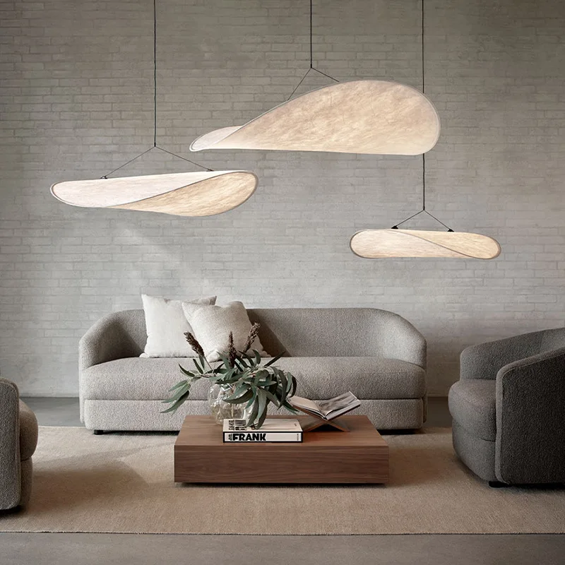 Japanese Wabi Sabi Style Minimalist Bedroom Light Designer Homestay Restaurant Pendant Lamp Nordic Art Silk Tea Room LED Lamps