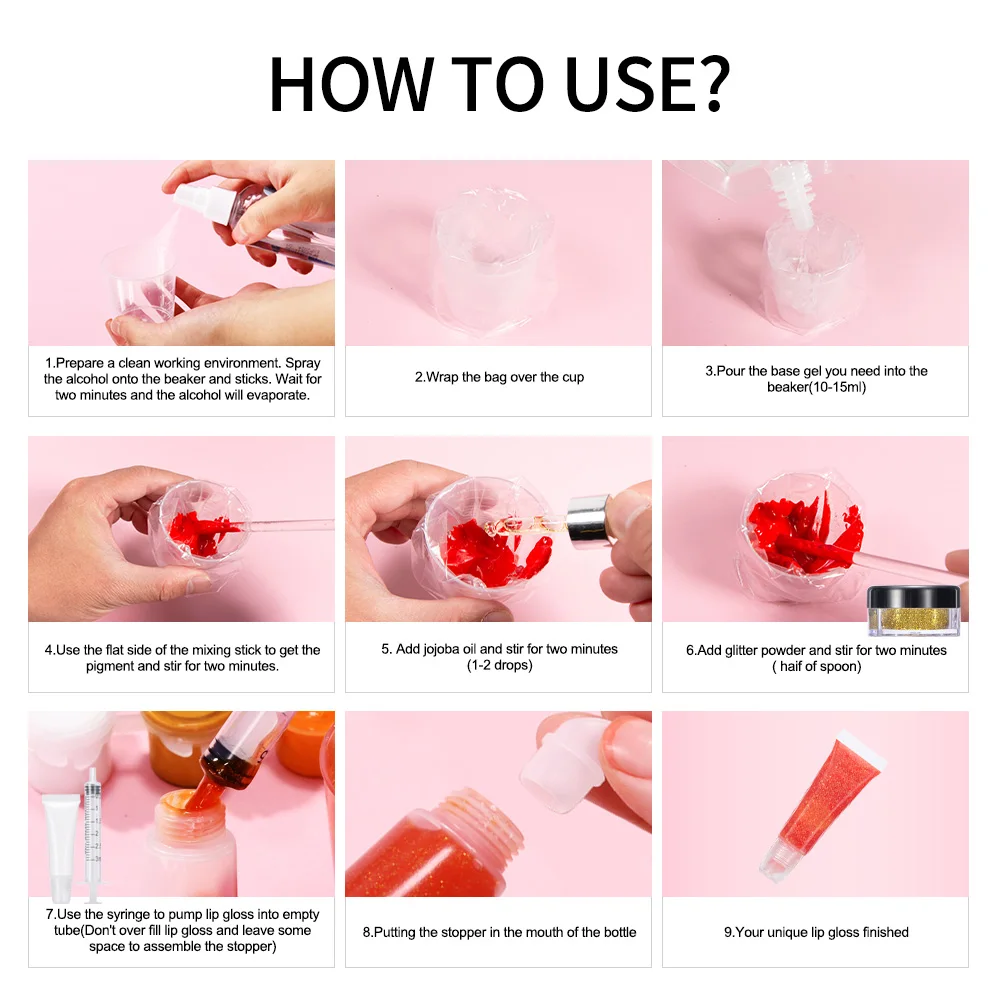 لتقوم بها بنفسك ملمع الشفاه صنع عدة ترطيب ملمع الشفاه قاعدة لتقوم بها بنفسك المواد الخام مجموعة أدوات بريق لامع الشفاه الصقيل اليدوية مستحضرات التجميل
